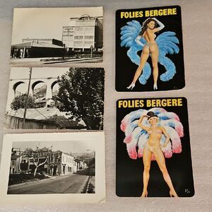 5 Vintage French Postcards - Folies Bergère Showgirls & Marseille France